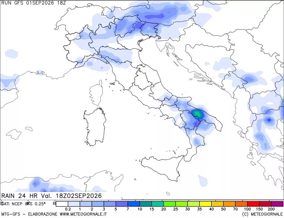 mappa Precipitazioni 24 ore precedenti