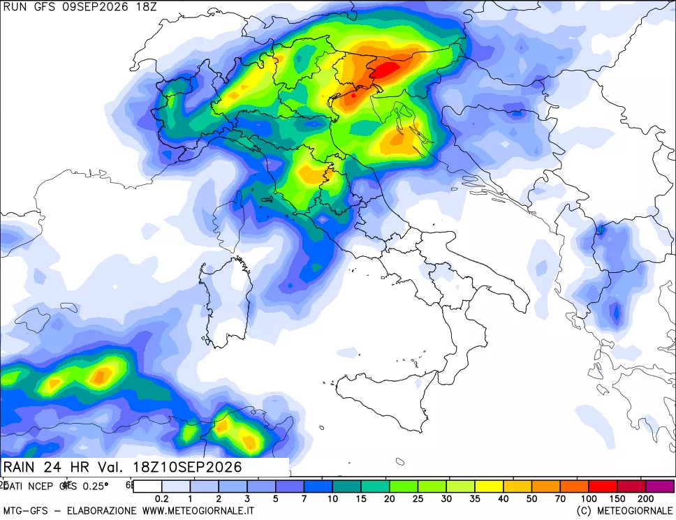mappa Precipitazioni 24 ore precedenti