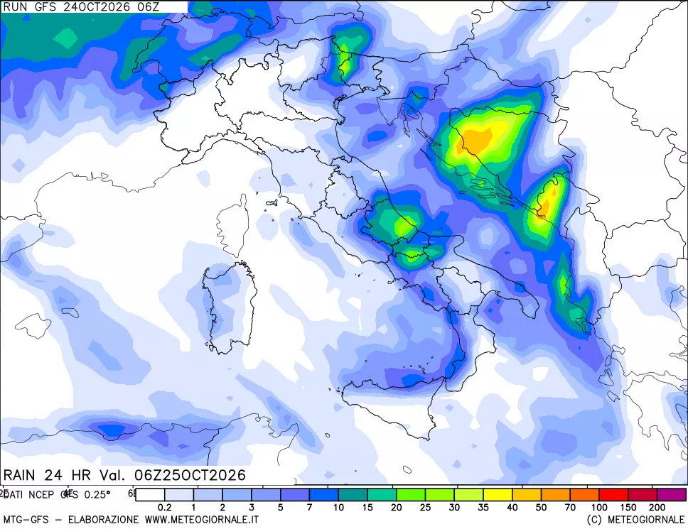mappa Precipitazioni 24 ore precedenti