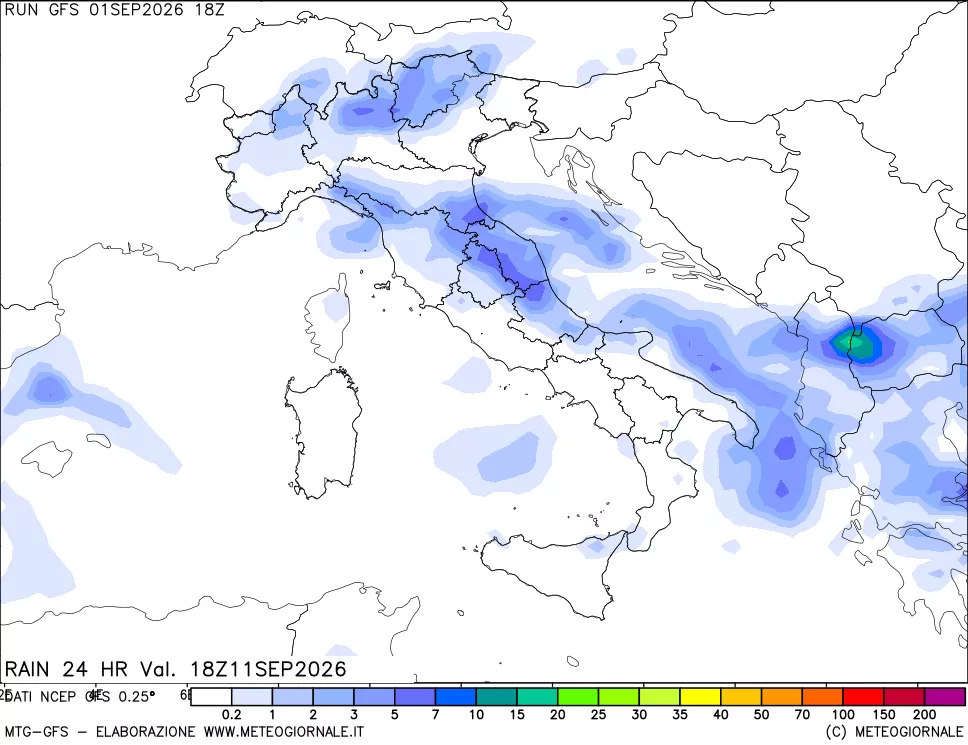 mappa Precipitazioni 24 ore precedenti
