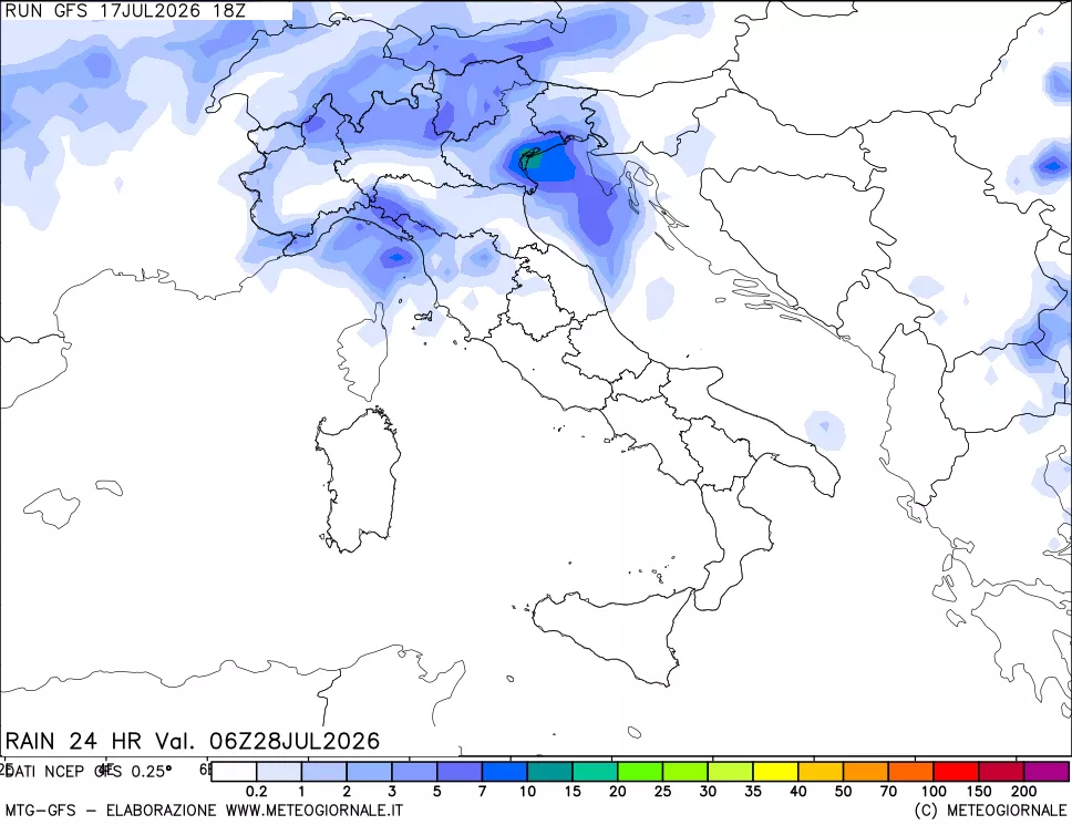 mappa Precipitazioni 24 ore precedenti