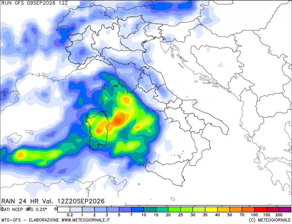 mappa Precipitazioni 24 ore precedenti