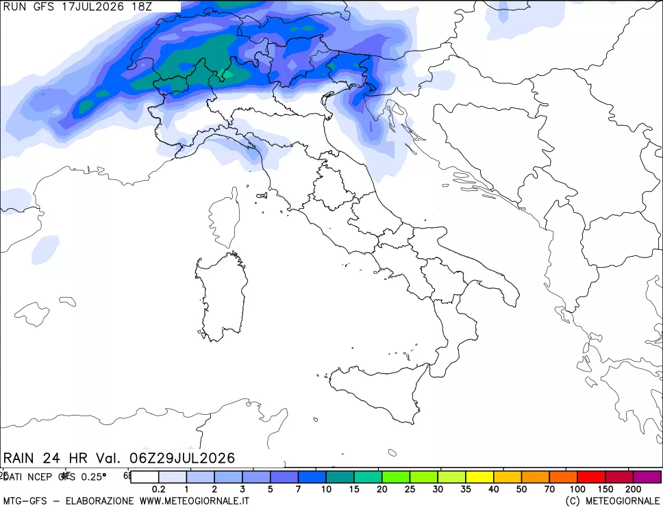 mappa Precipitazioni 24 ore precedenti