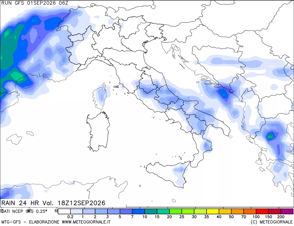 mappa Precipitazioni 24 ore precedenti
