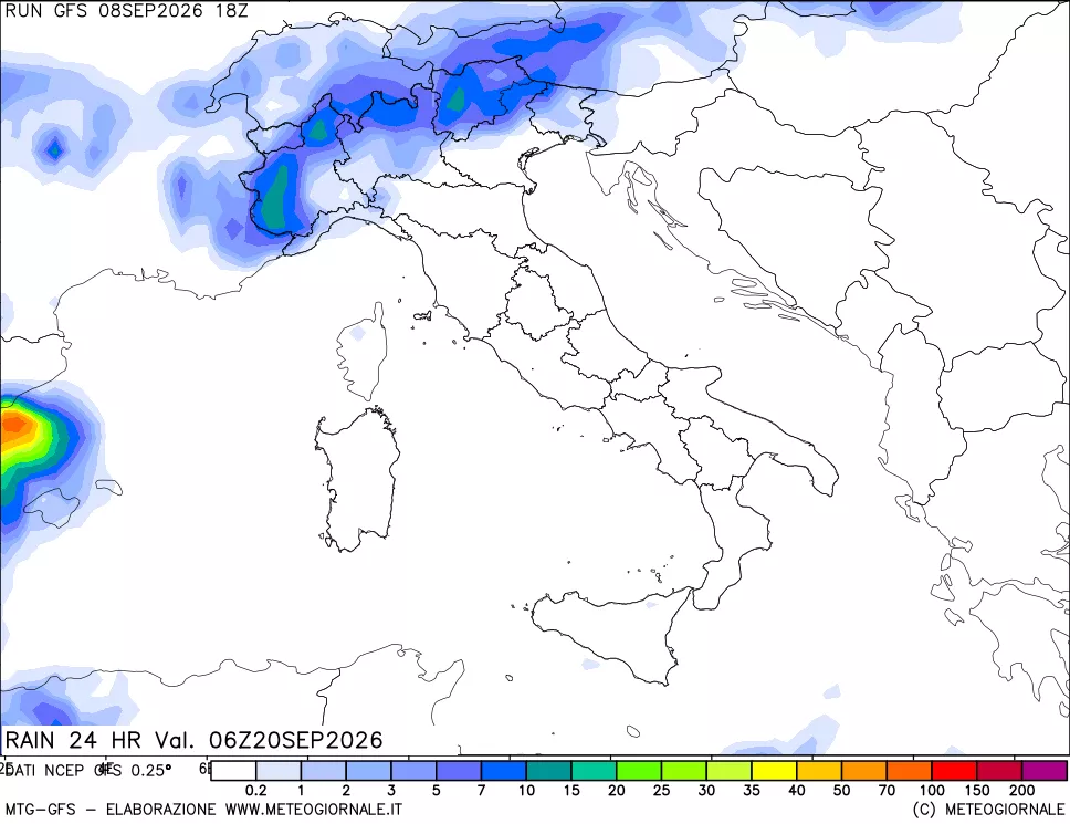 mappa Precipitazioni 24 ore precedenti