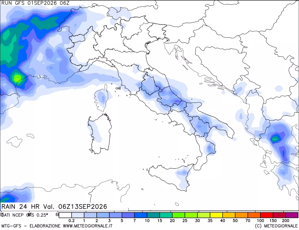 mappa Precipitazioni 24 ore precedenti