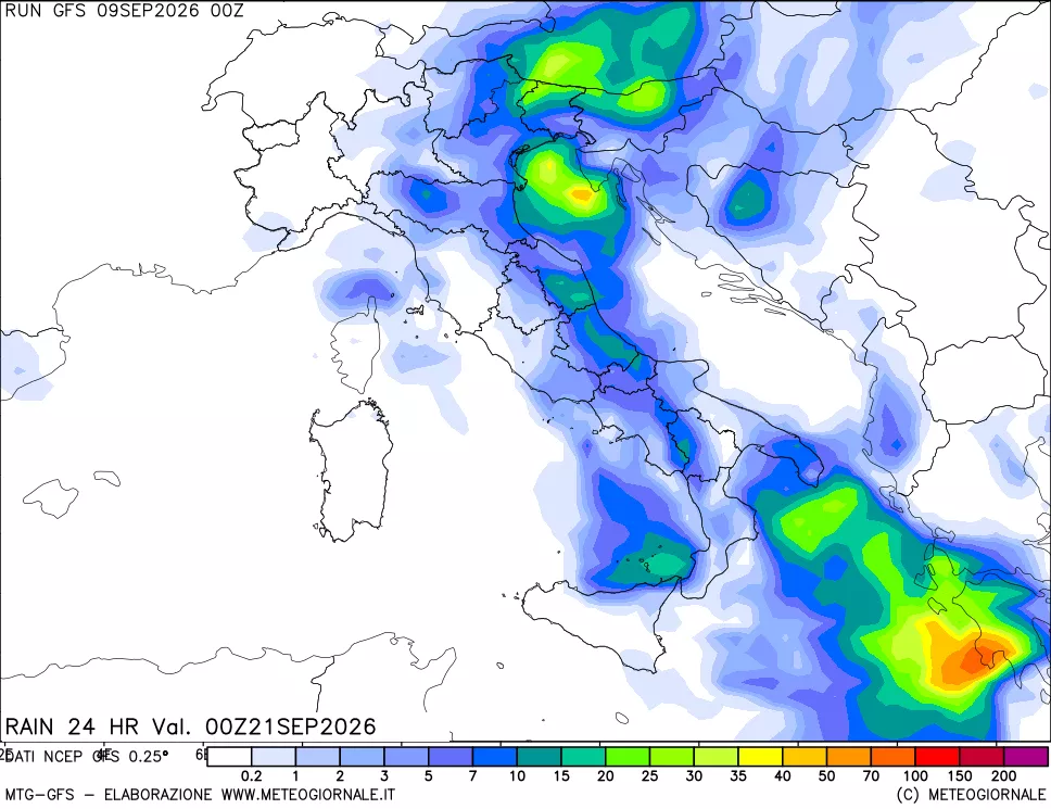 mappa Precipitazioni 24 ore precedenti