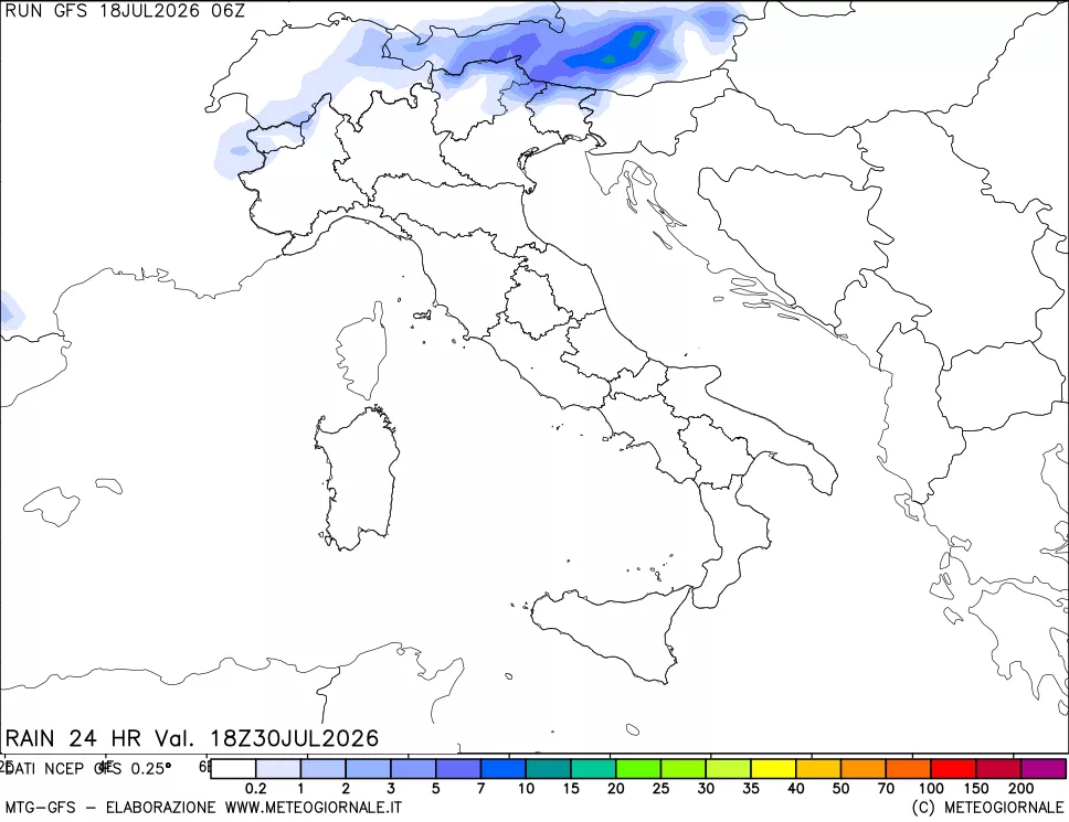 mappa Precipitazioni 24 ore precedenti