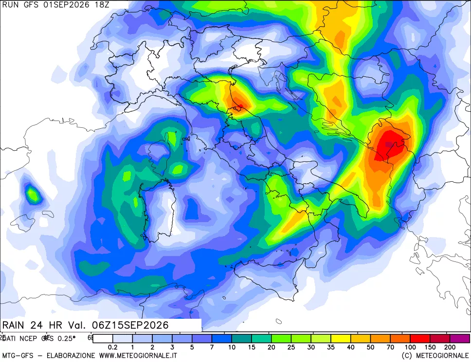 mappa Precipitazioni 24 ore precedenti
