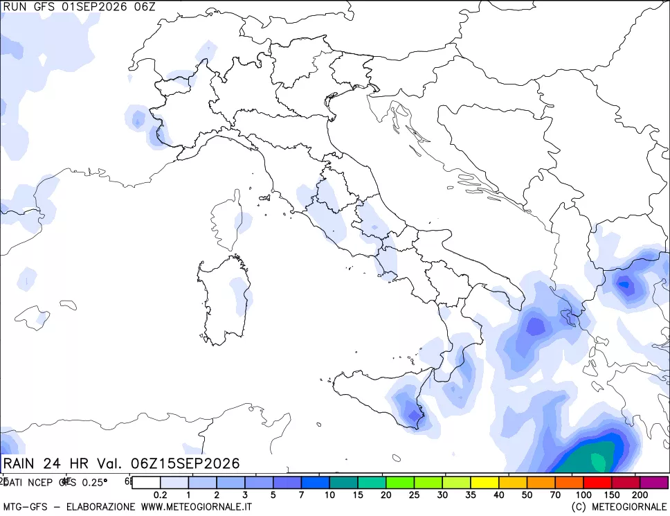 mappa Precipitazioni 24 ore precedenti
