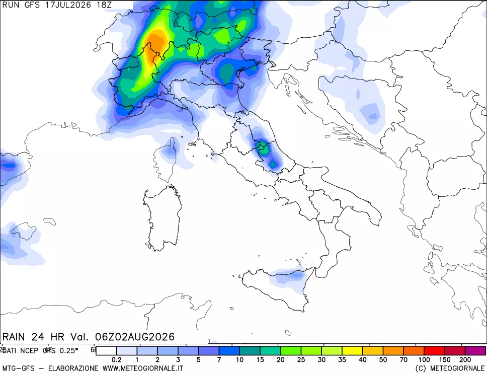 mappa Precipitazioni 24 ore precedenti
