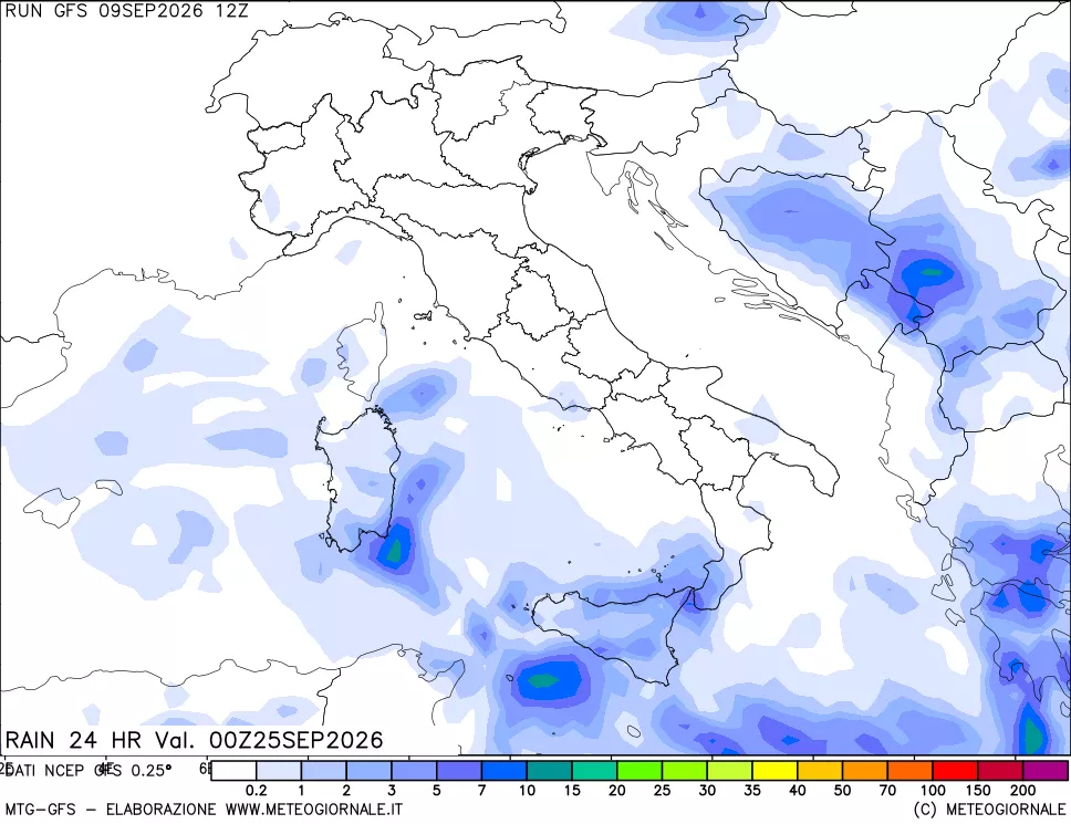 mappa Precipitazioni 24 ore precedenti
