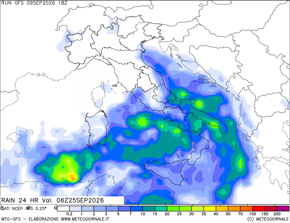 mappa Precipitazioni 24 ore precedenti