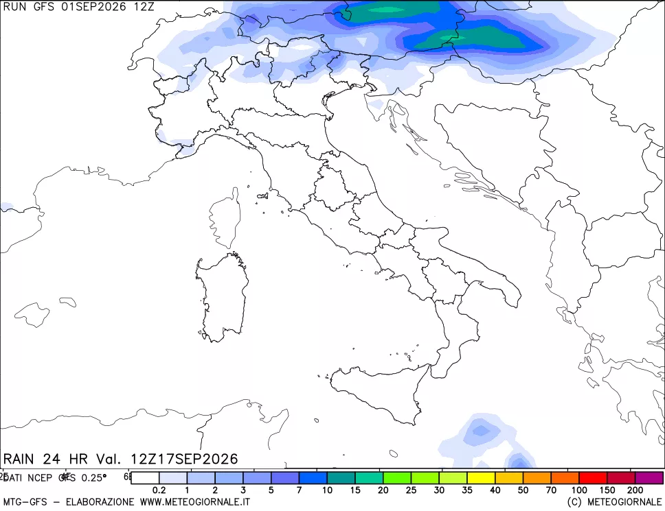 mappa Precipitazioni 24 ore precedenti