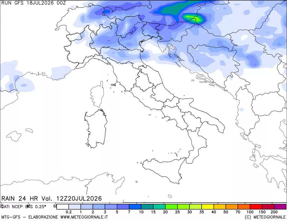 mappa Precipitazioni 24 ore precedenti