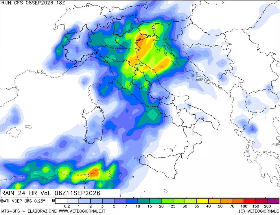 mappa Precipitazioni 24 ore precedenti