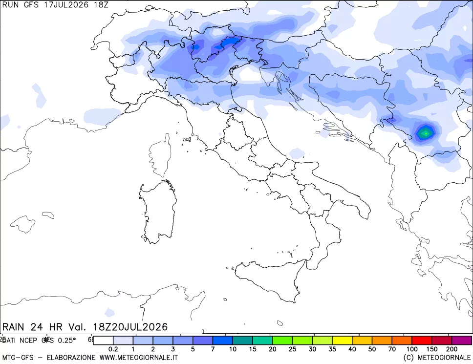 mappa Precipitazioni 24 ore precedenti