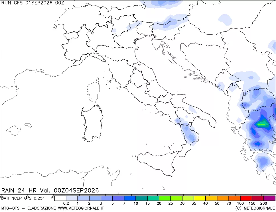 mappa Precipitazioni 24 ore precedenti