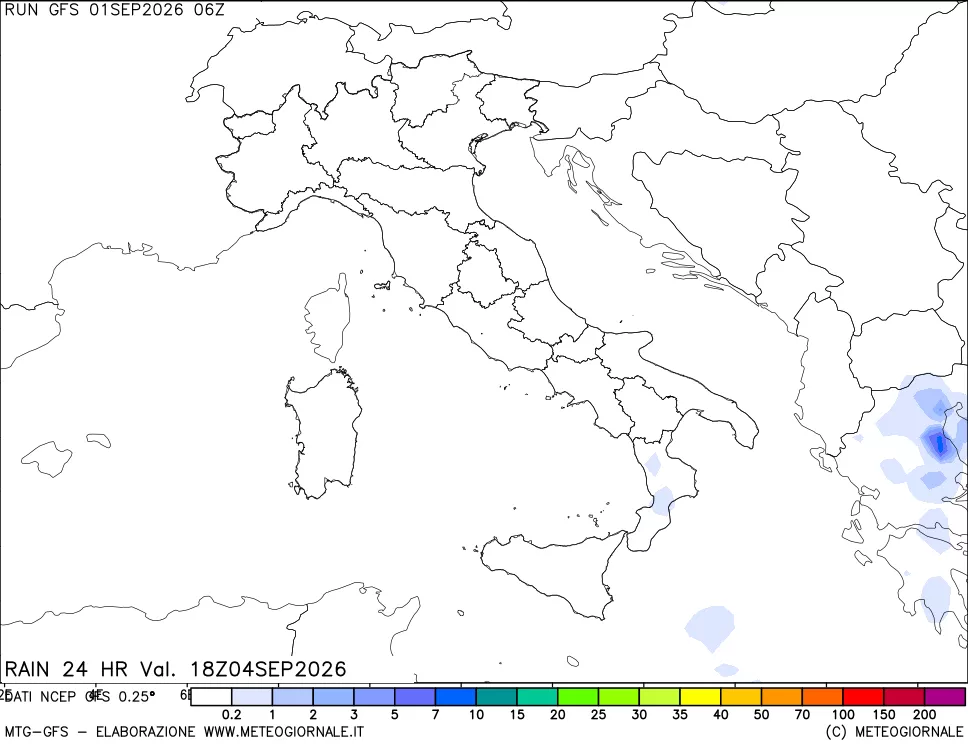 mappa Precipitazioni 24 ore precedenti