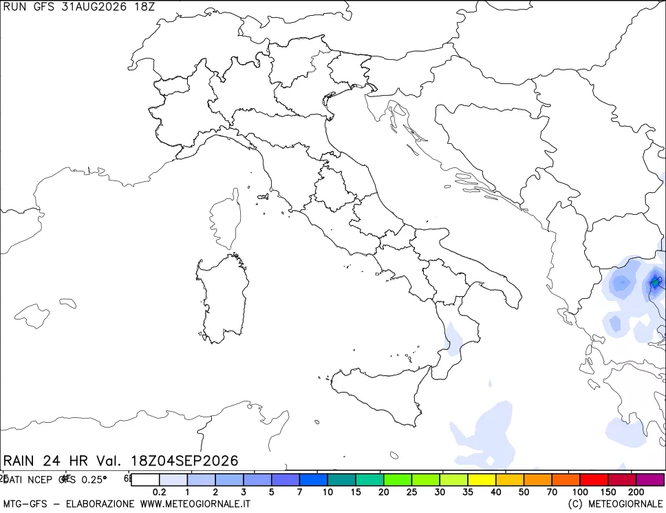 mappa Precipitazioni 24 ore precedenti
