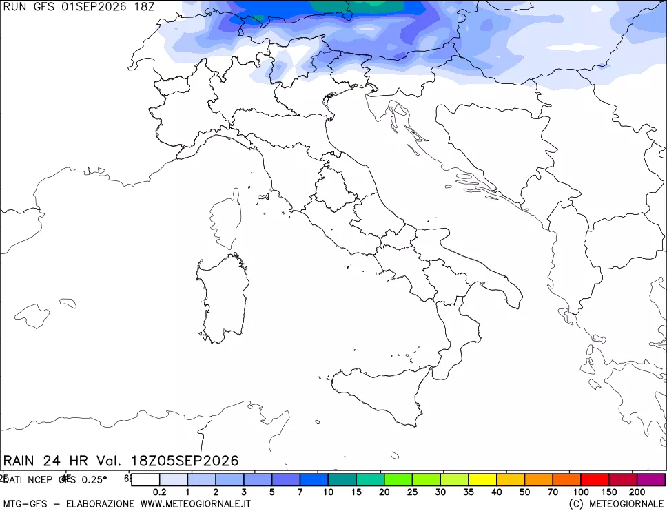 mappa Precipitazioni 24 ore precedenti