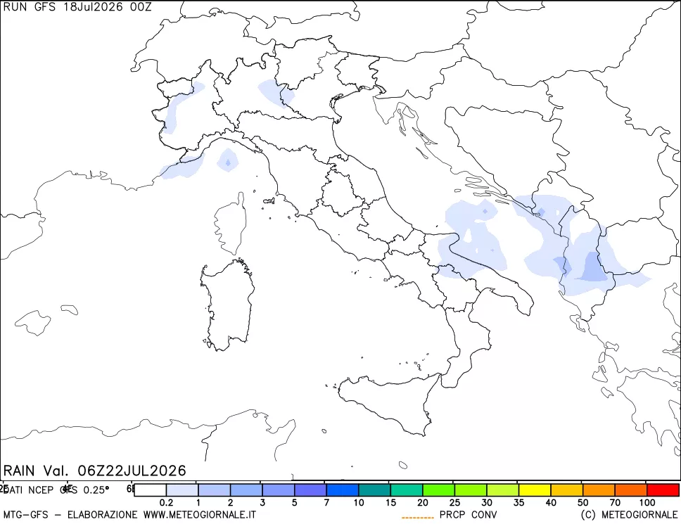 mappa Precipitazioni totali e convettive