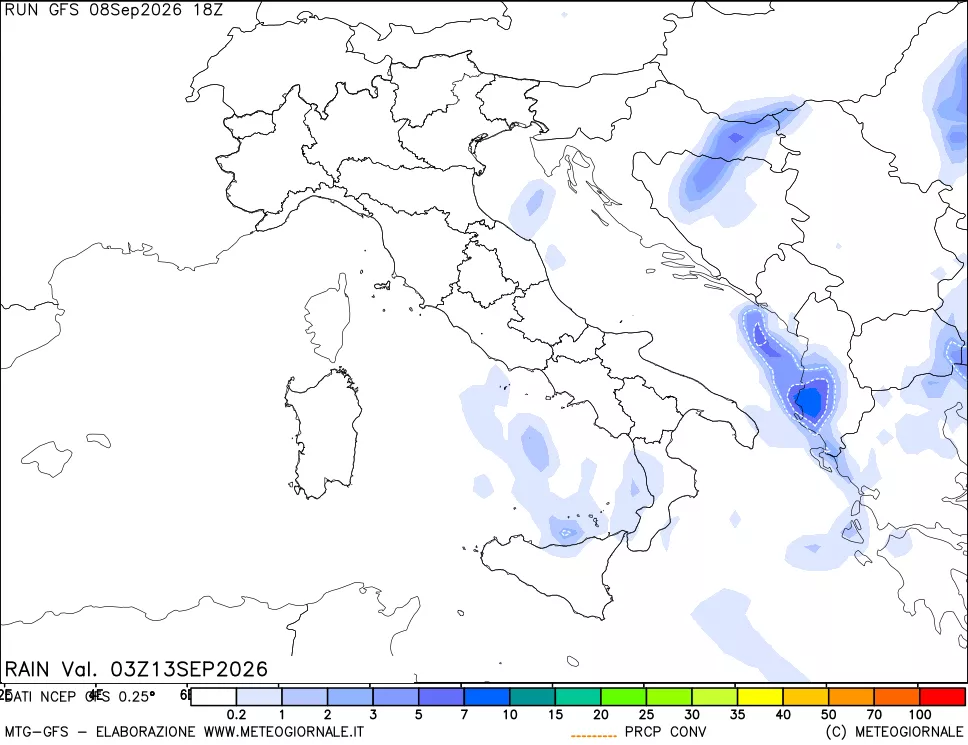 mappa Precipitazioni totali e convettive