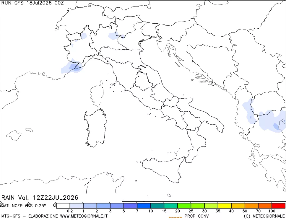 mappa Precipitazioni totali e convettive