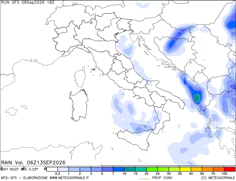 mappa Precipitazioni totali e convettive