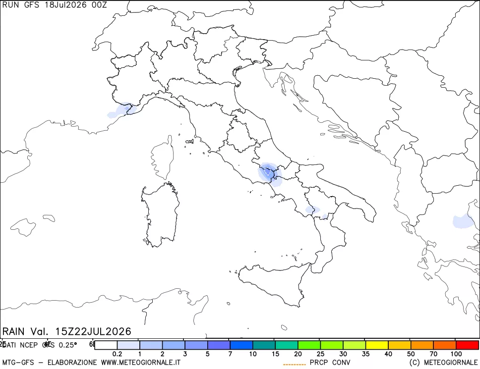 mappa Precipitazioni totali e convettive