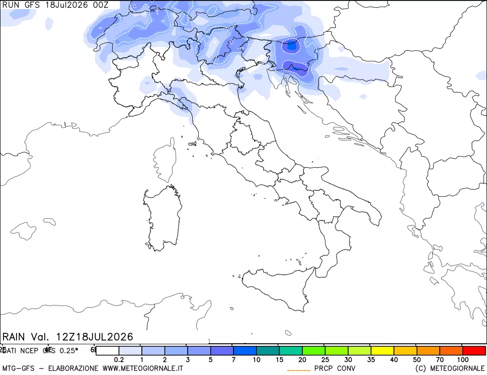 mappa Precipitazioni totali e convettive