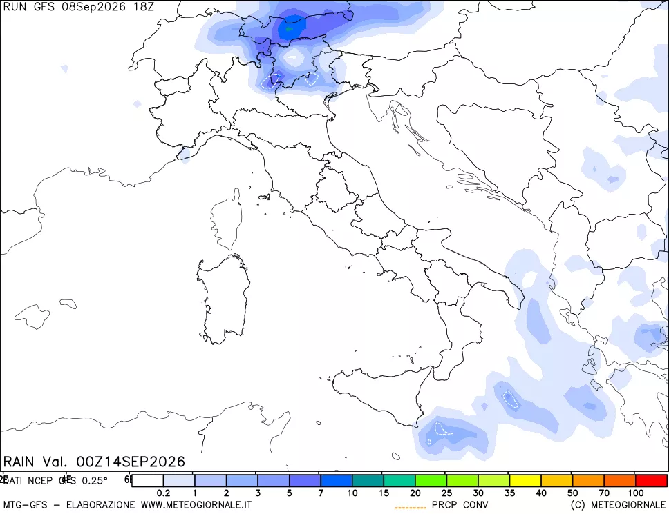 mappa Precipitazioni totali e convettive