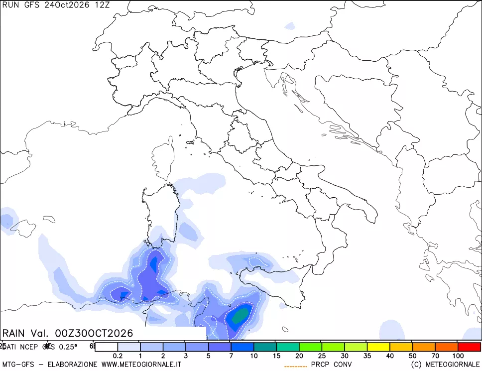 mappa Precipitazioni totali e convettive