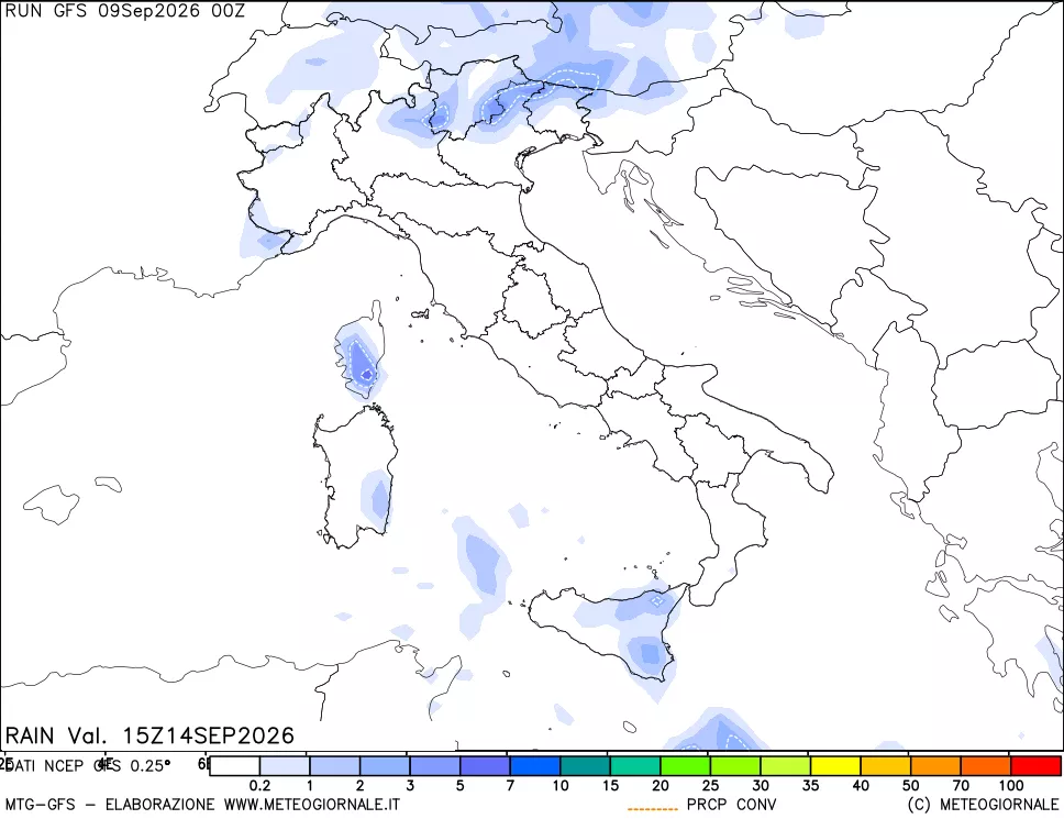 mappa Precipitazioni totali e convettive