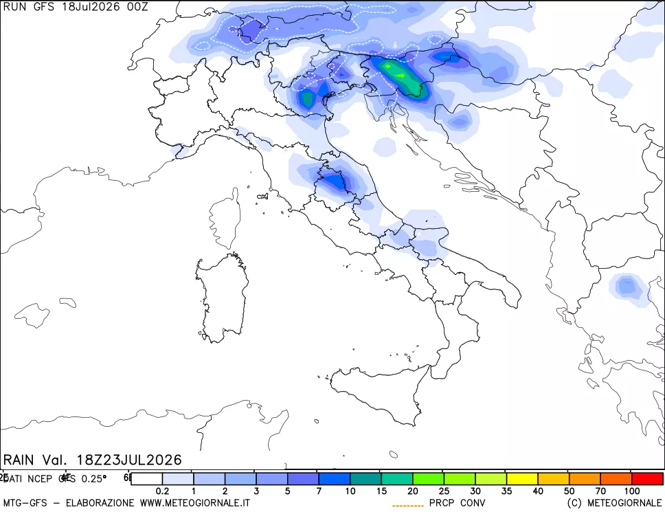 mappa Precipitazioni totali e convettive