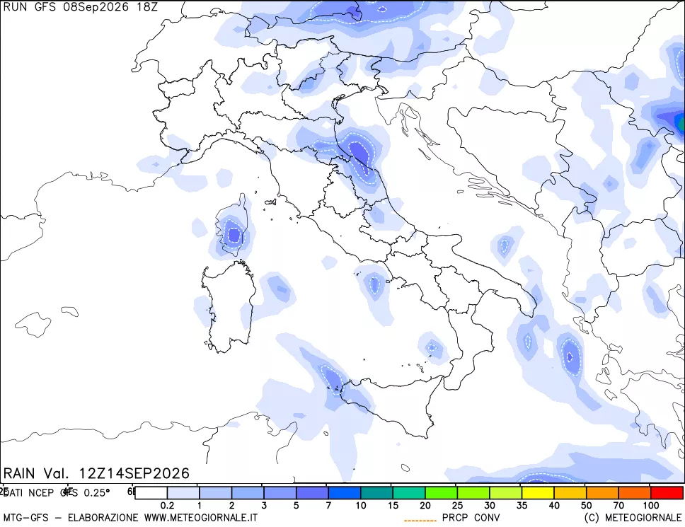 mappa Precipitazioni totali e convettive