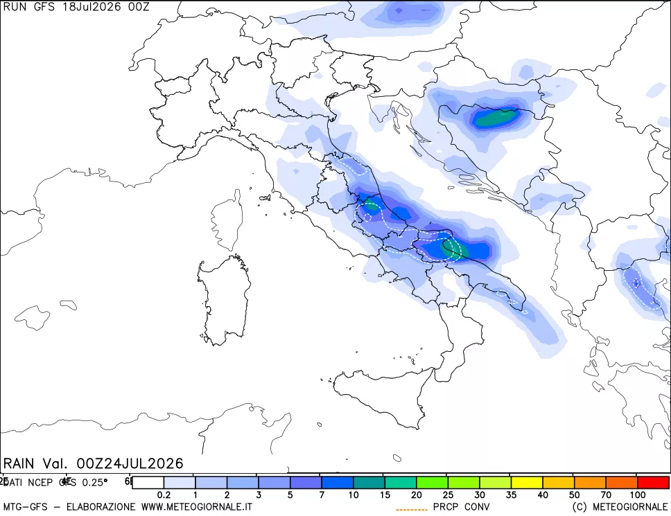 mappa Precipitazioni totali e convettive