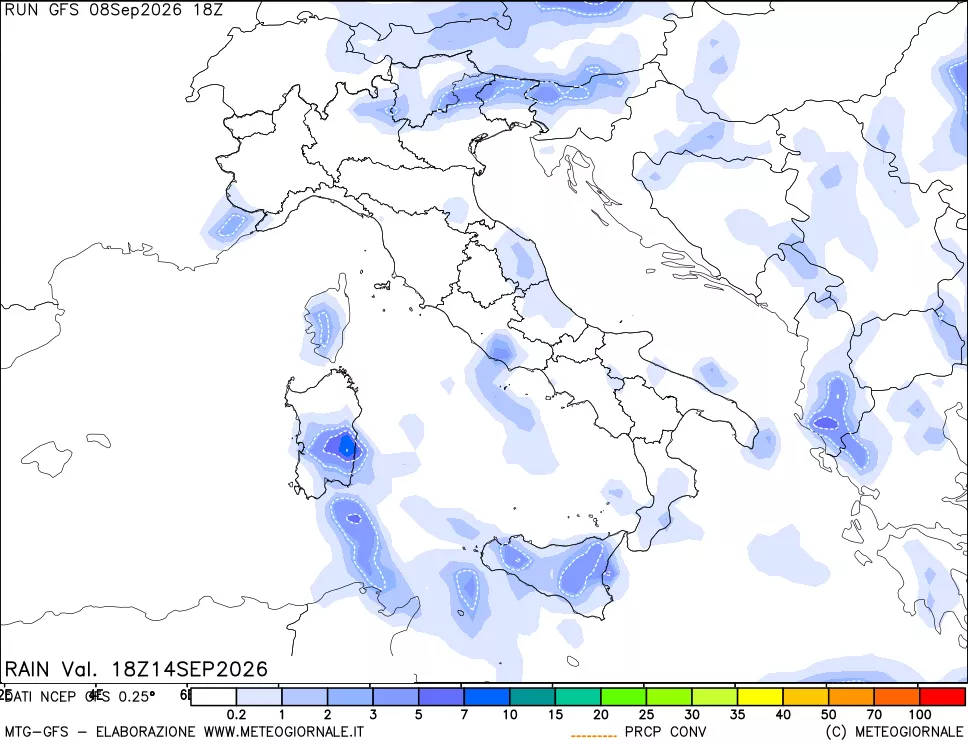 mappa Precipitazioni totali e convettive