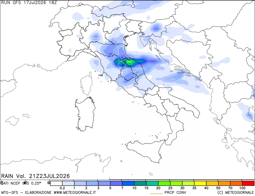 mappa Precipitazioni totali e convettive