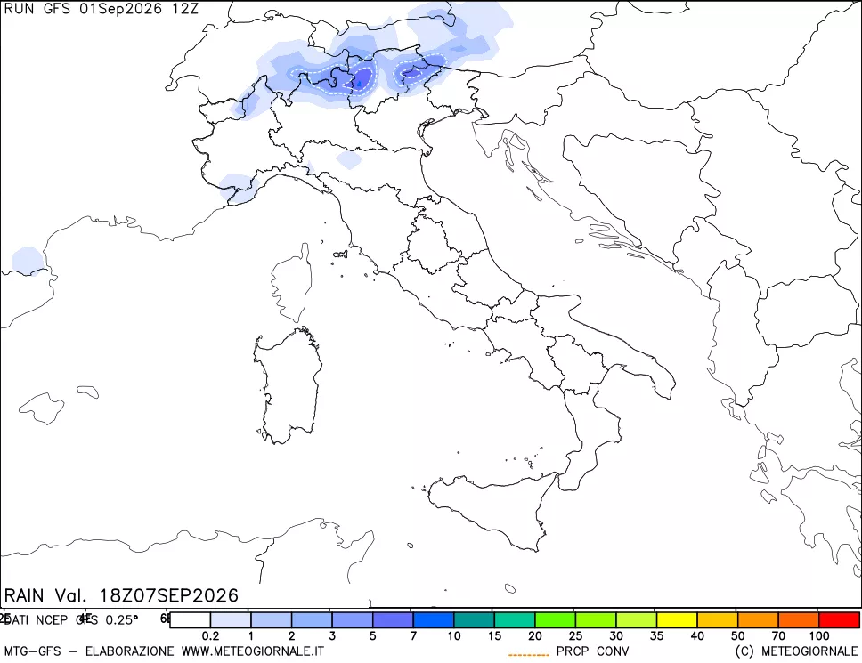 mappa Precipitazioni totali e convettive