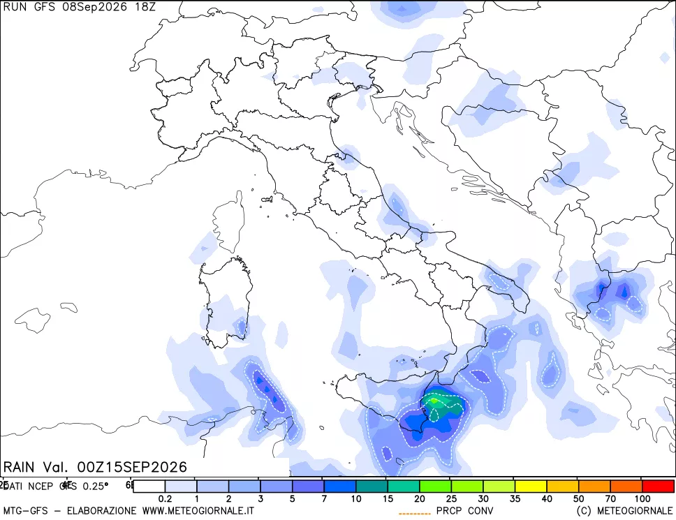 mappa Precipitazioni totali e convettive