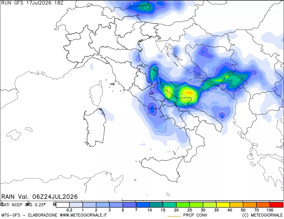 mappa Precipitazioni totali e convettive