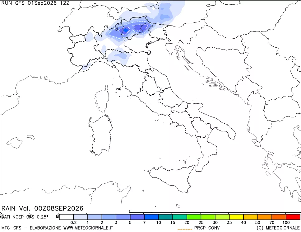 mappa Precipitazioni totali e convettive