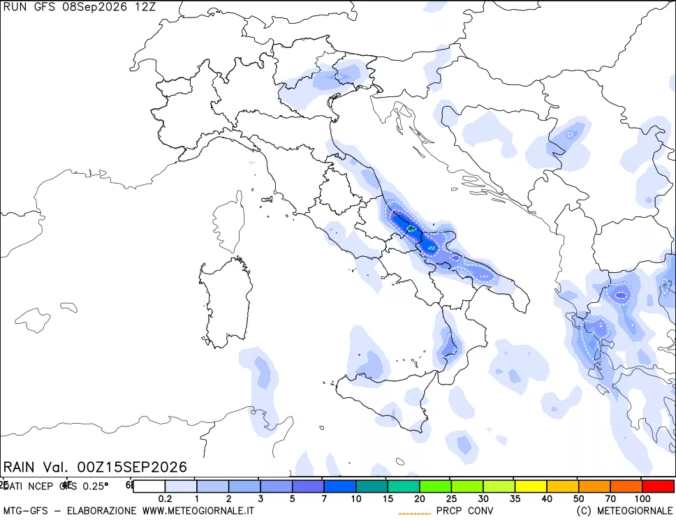 mappa Precipitazioni totali e convettive