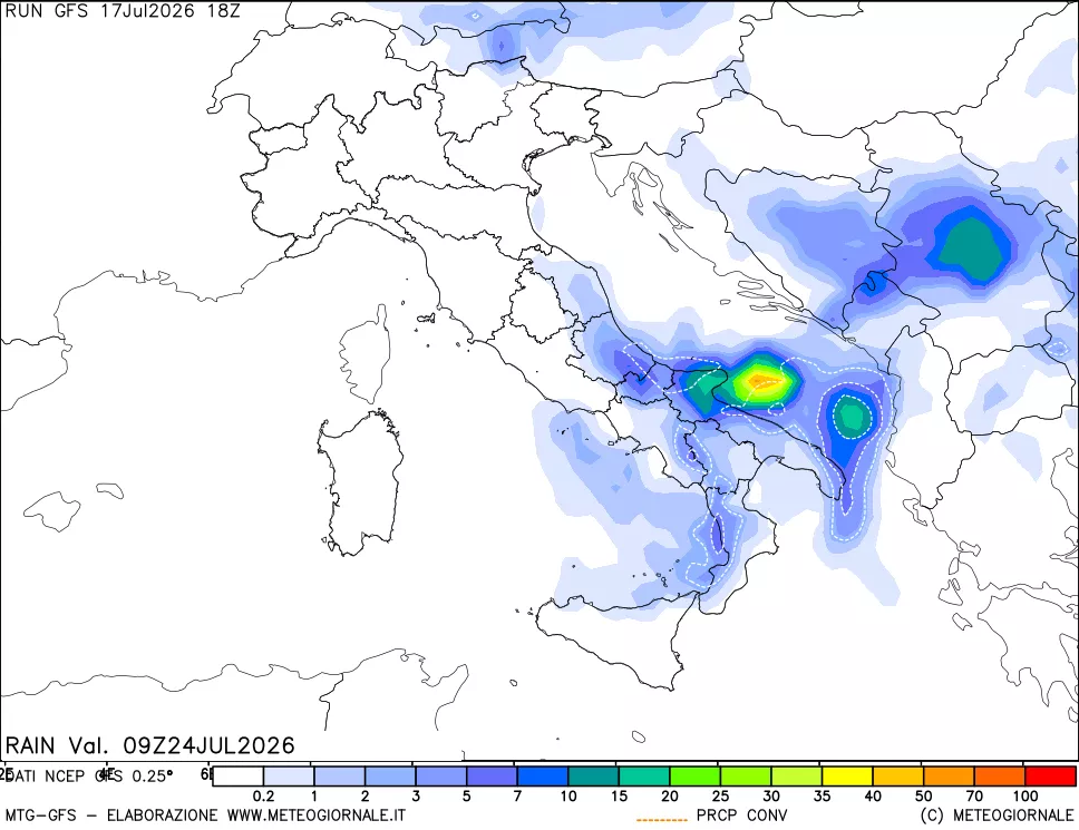 mappa Precipitazioni totali e convettive