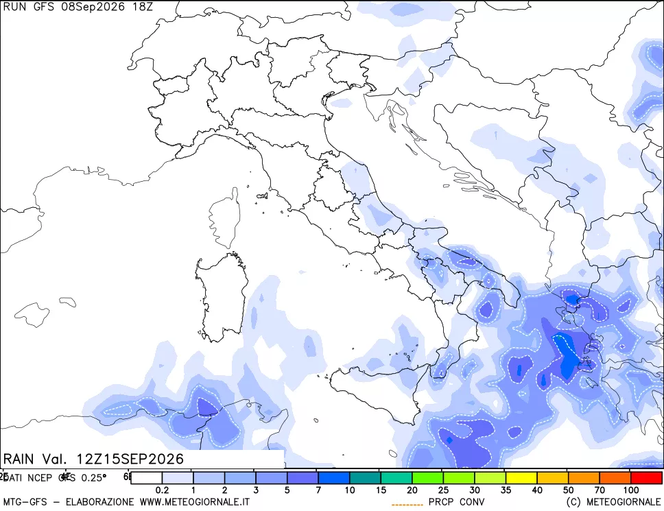 mappa Precipitazioni totali e convettive