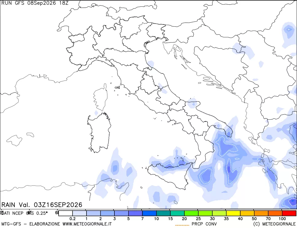 mappa Precipitazioni totali e convettive