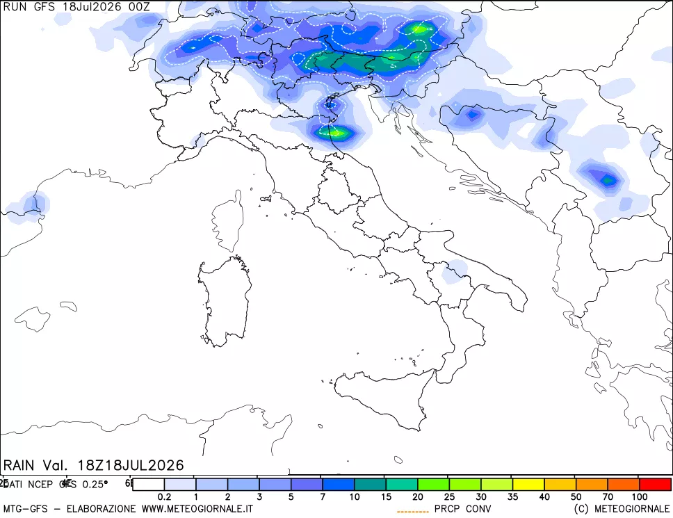 mappa Precipitazioni totali e convettive
