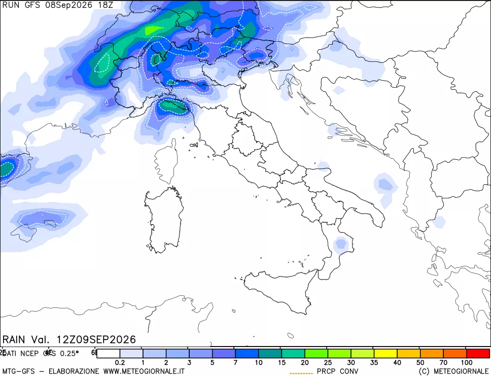 mappa Precipitazioni totali e convettive
