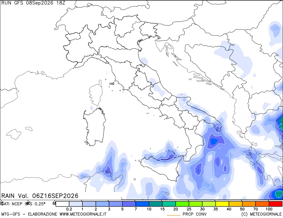 mappa Precipitazioni totali e convettive